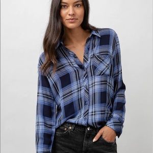 Rails dark blue plaid shirt, size Small. Great condition.
